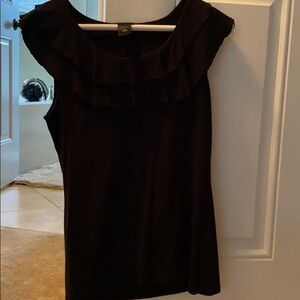 Black sleeveless knit top